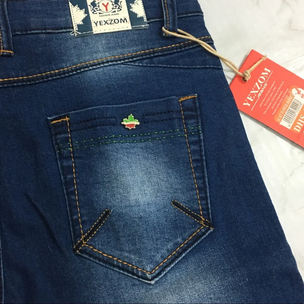 YZ Dark Blue Denim Wash Jean Shorts Capri Pants - Picture 6 of 10